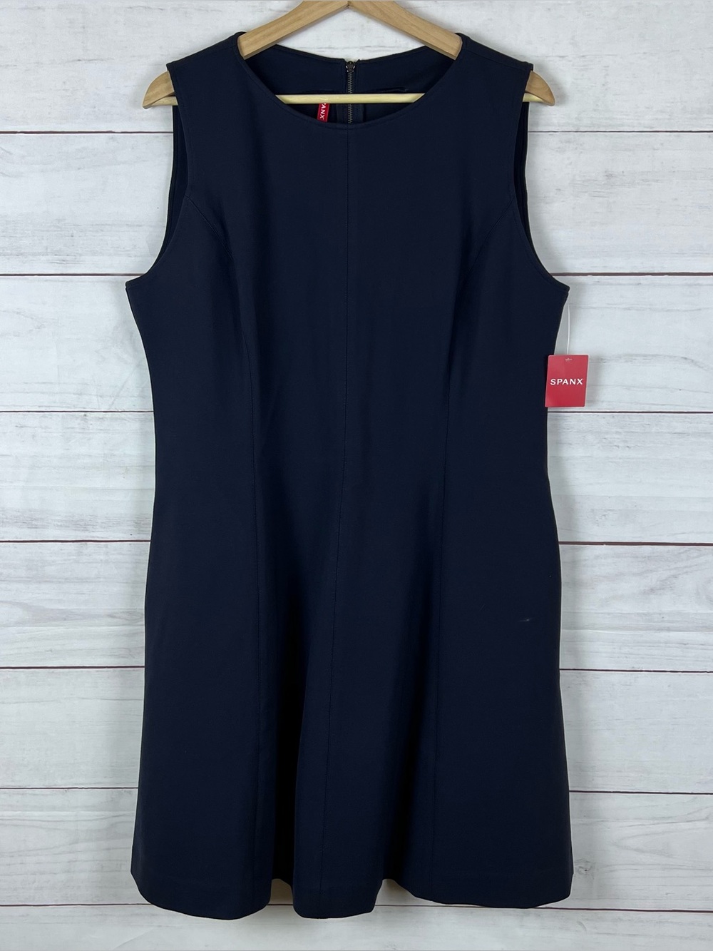SPANX The Perfect Fit & Flare Sleeveless DRESS Size XL Black Ponte Pockets NEW